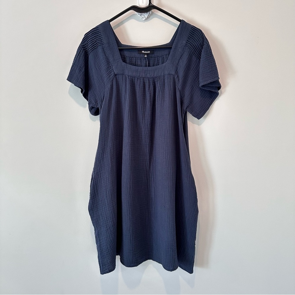 Madewell Lightspun Butterfly Square-Neck Mini Dress